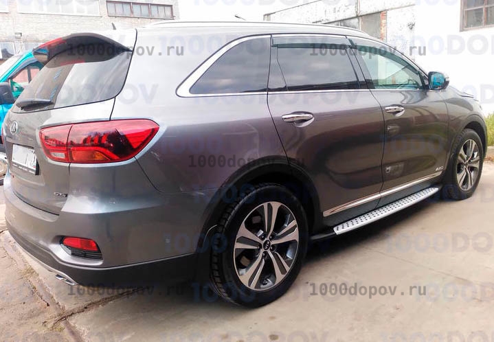 Пороги подножки на Kia Sorento Prime 2014-2020 (стиль BMW) — рисунок 4