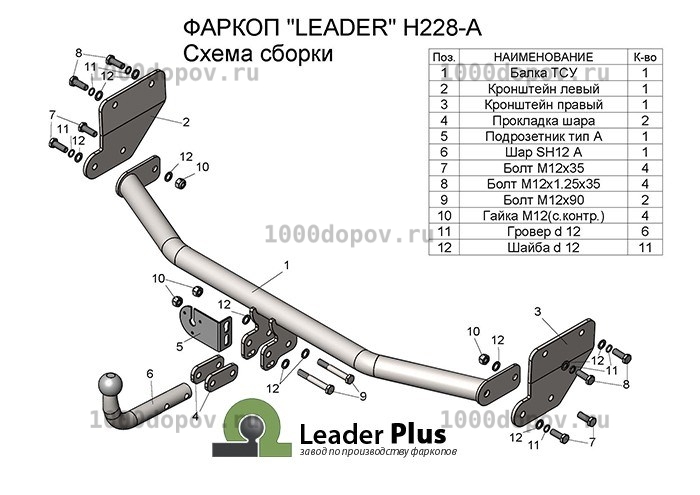 Фаркоп Leader Plus H228-A Kia Rio 4 2017-н.в. (только без среднего ПТФ) — рисунок 5