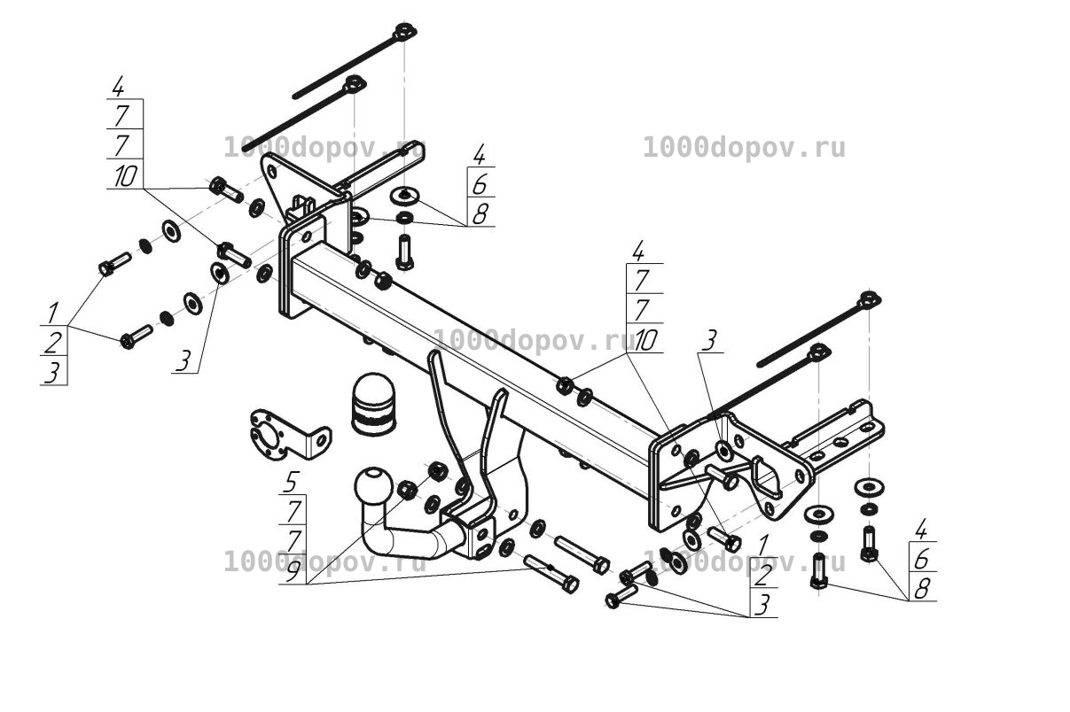 Фаркоп Motodor 92202-A Subaru Forester 2019-н.в. (оцинк. шар) — рисунок 7