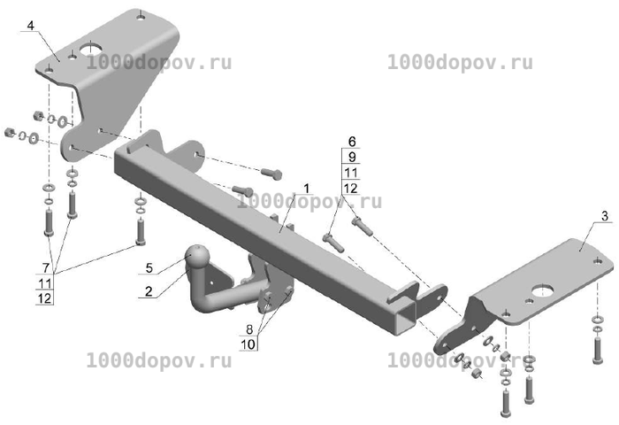 Фаркоп Avtos TY 18 Toyota Corolla 2007-2013 — рисунок 2