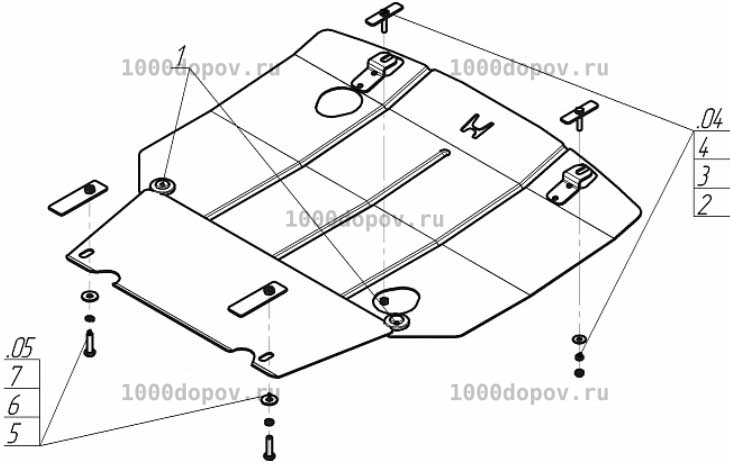 Защита Motodor 00814  Honda Fit 2002-2008 (Картер,КПП) — рисунок 2