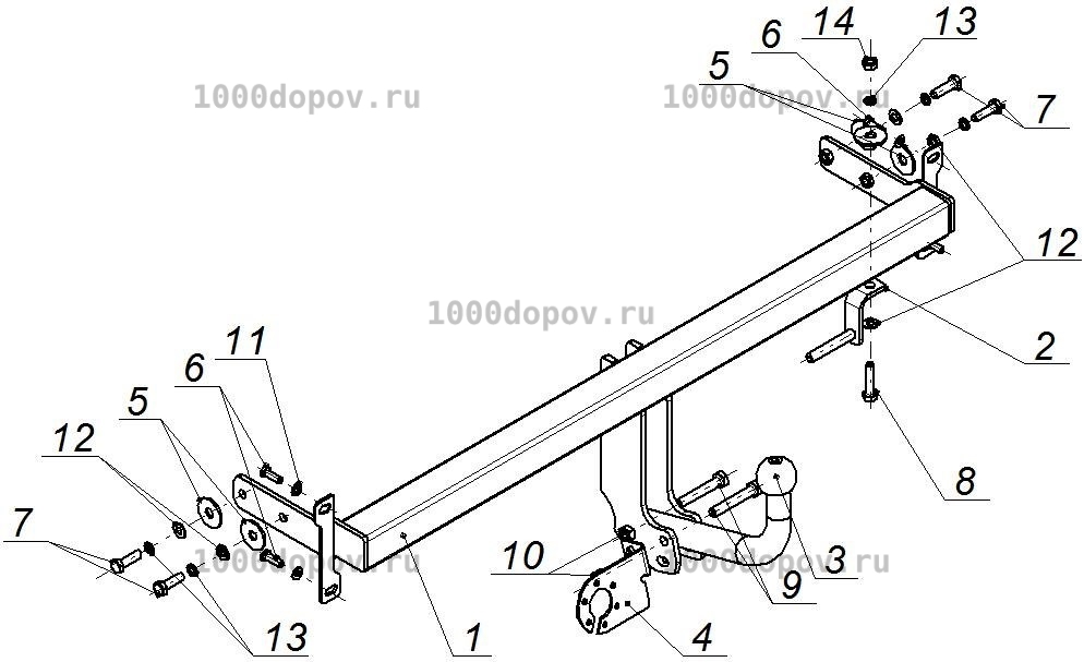 Фаркоп Avtos HY 02 Hyundai Elantra XD (ТагАЗ) 2002-2006 — рисунок 3