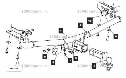 Фаркоп Baltex 08224732 Ford Explorer 2010-2019, Explorer Sport 2012-2019 — рисунок 3