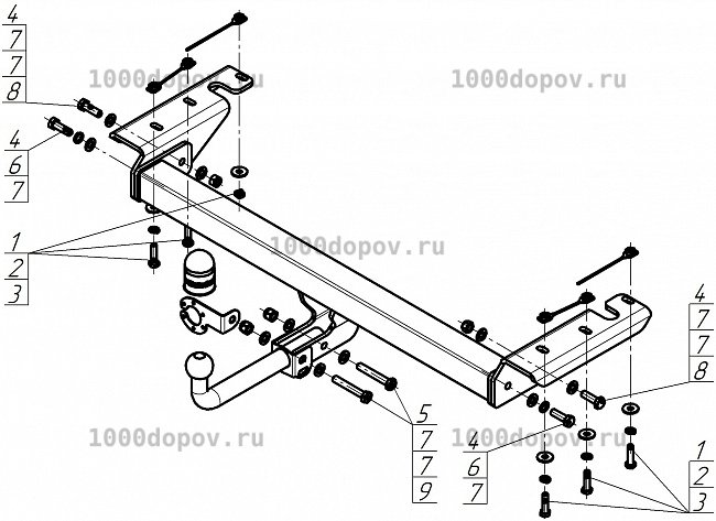 Фаркоп Motodor 97203-A Changan CS55 Plus 2023 - н.в (оцинк. Шар) — рисунок 6