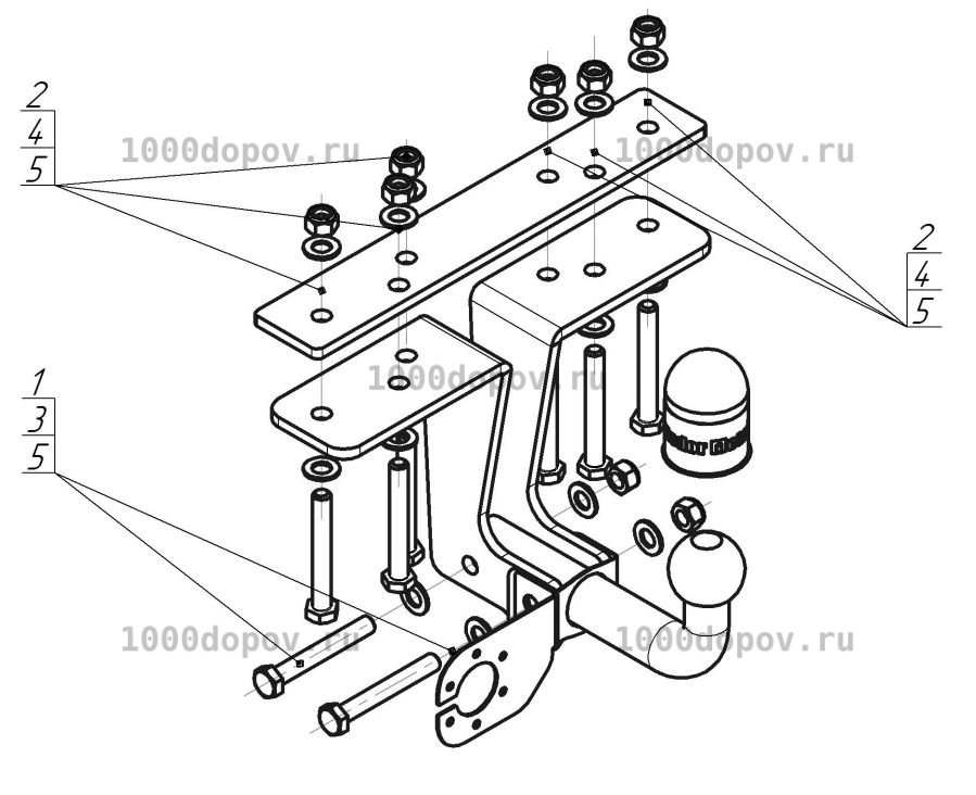 Фаркоп Motodor 91407-A  Nissan Pathfinder R51 2005-2014 (оцинк. шар) — рисунок 4