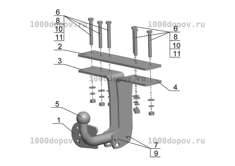 Фаркоп Avtos NS 21 Nissan Pathfinder R51 2005-2014 — рисунок 14
