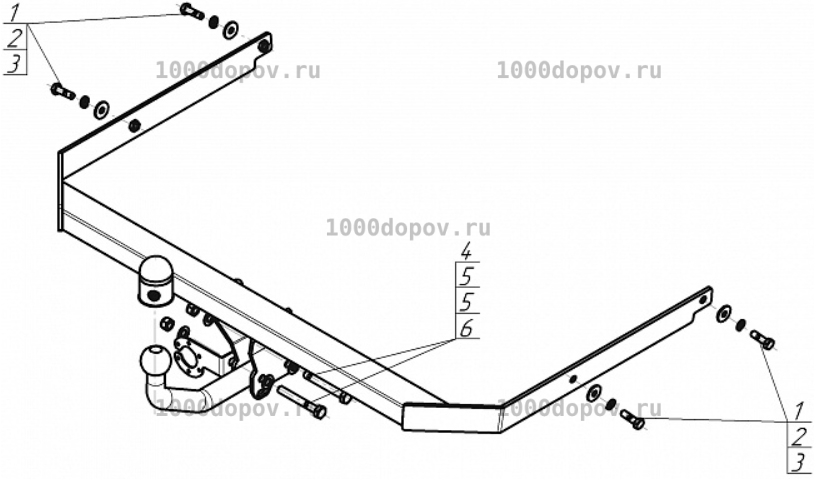 Фаркоп АвтоСтандарт F101A Ford Focus 2 седан 2005-2011 (оцинк. шар) — рисунок 1