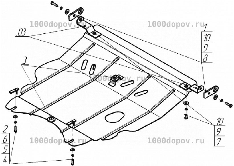 Защита Motodor 09003 Chery Tiggo 2005-2013 (Картер, КПП) — рисунок 2