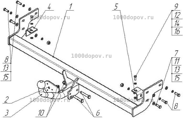 Фаркоп Avtos HY 20 Hyundai Elantra 2007-2010 — рисунок 3