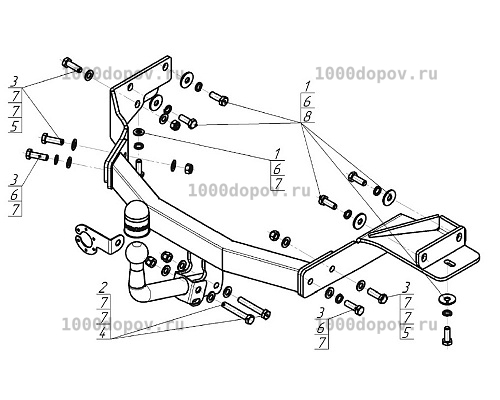 Фаркоп Motodor 91008-A Hyundai Santa Fe 2021-2023 (оцинк. шар) — рисунок 7