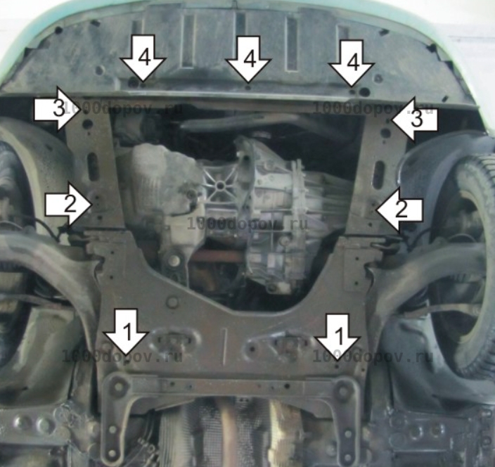Защита Motodor 01719 на Renault Megane II 2002-2009 (Картер, КПП) — рисунок 4