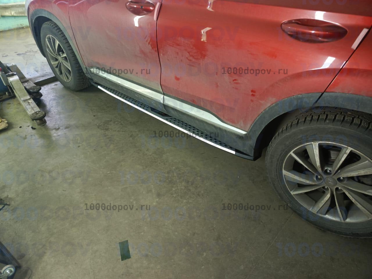 Пороги подножки на Hyundai Santa Fe 4 2019-2023 BMW стиль — рисунок 13