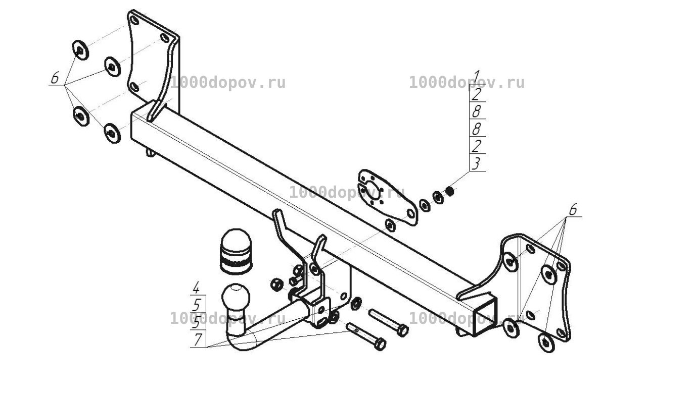 Фаркоп Motodor 90201-A BMW X5 (E70) 2007-2013, (F15) 2013-2018 (оцинк. шар, поворот. розетка) — рисунок 4