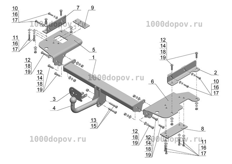 Фаркоп Avtos KI 16 KIA Sportage 2 2004-07/2010 — рисунок 5