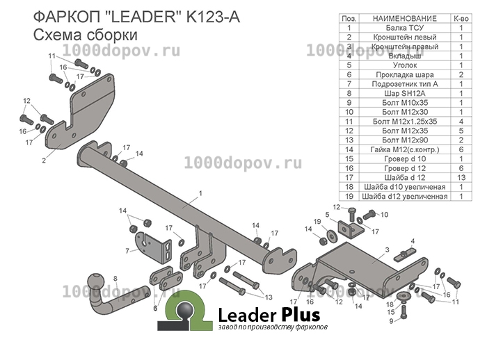 Фаркоп Leader Plus K123-A Kia Rio X 2020-н.в. — рисунок 5
