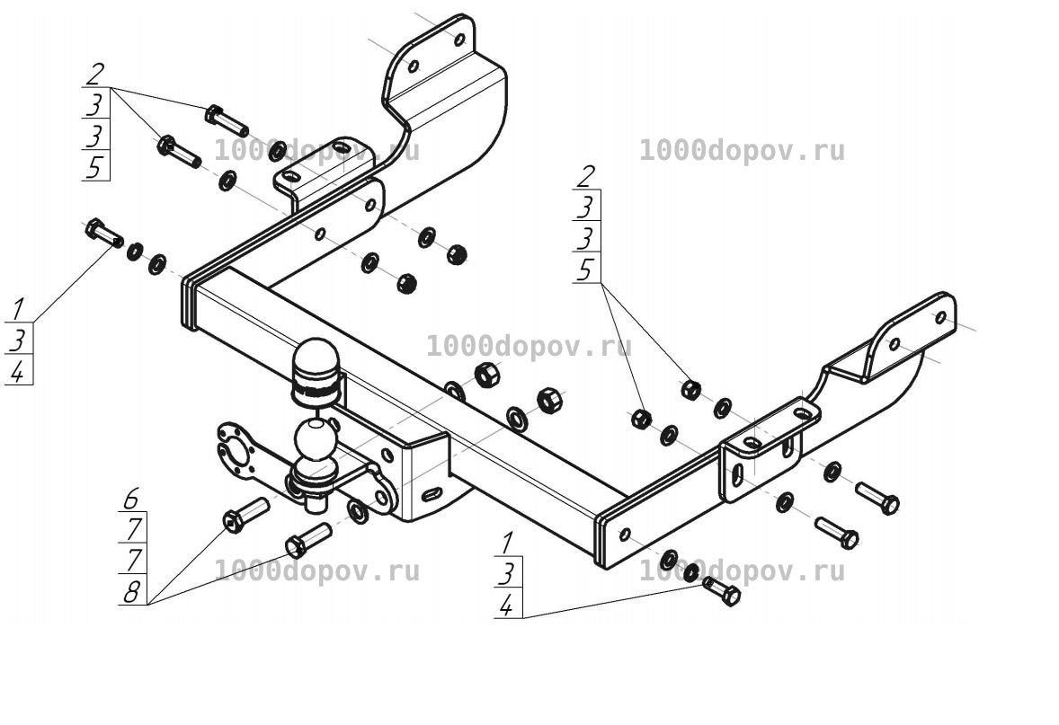 Фаркоп Motodor 90709-FE Ford Transit 2013-н.в. (оцинк. шар) — рисунок 7