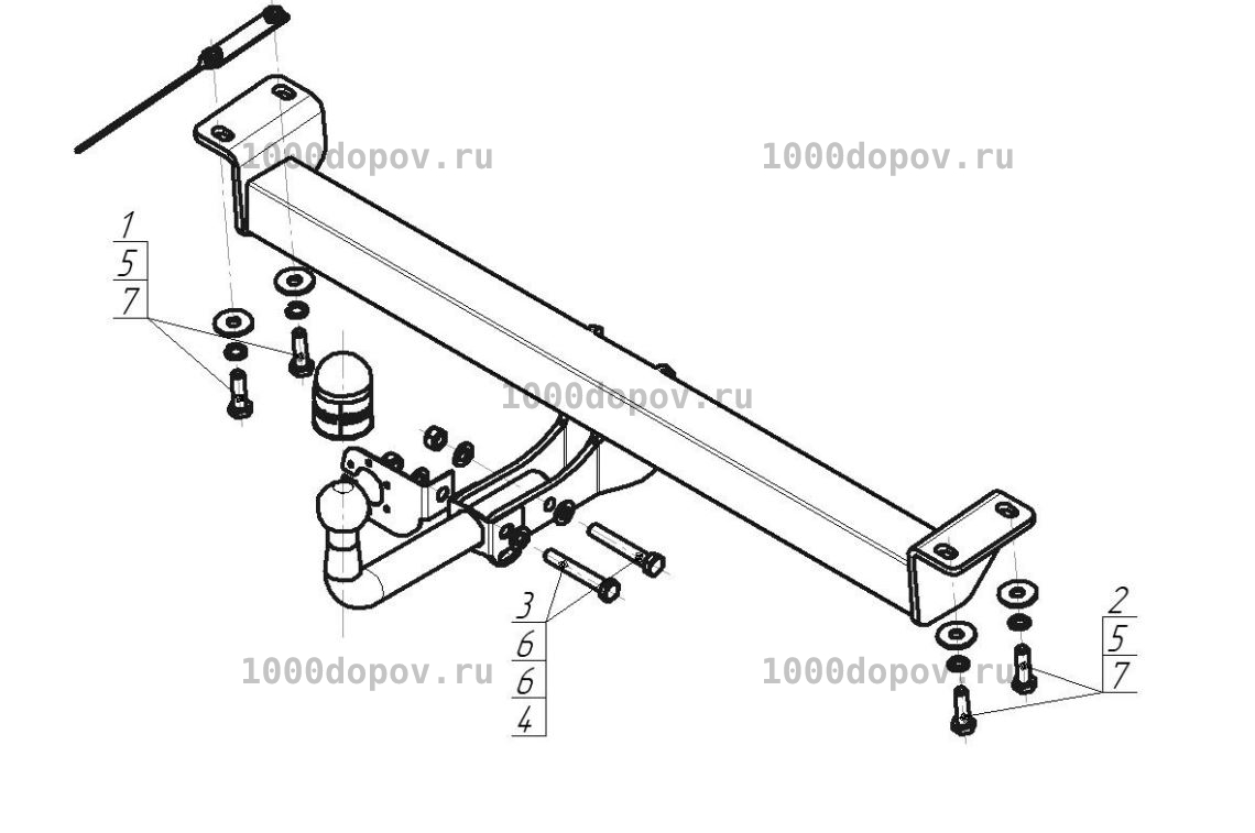 Фаркоп Motodor 99001-A Chery Tiggo 3 2017-н.в. (оцинк. шар) — рисунок 1