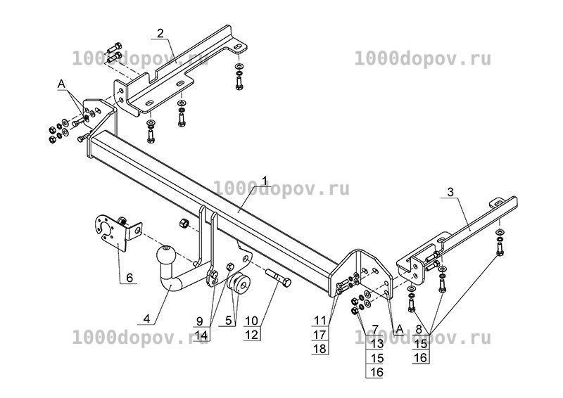 Фаркоп Avtos HN 05 Honda CR-V 2012-н.в. — рисунок 6