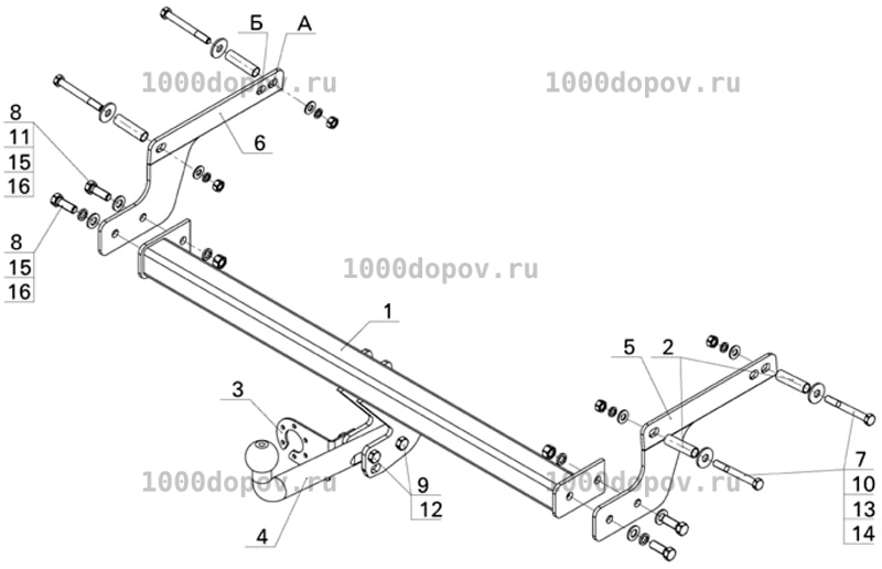 Фаркоп Avtos RN 13 Renault Duster 2016-н.в. — рисунок 7