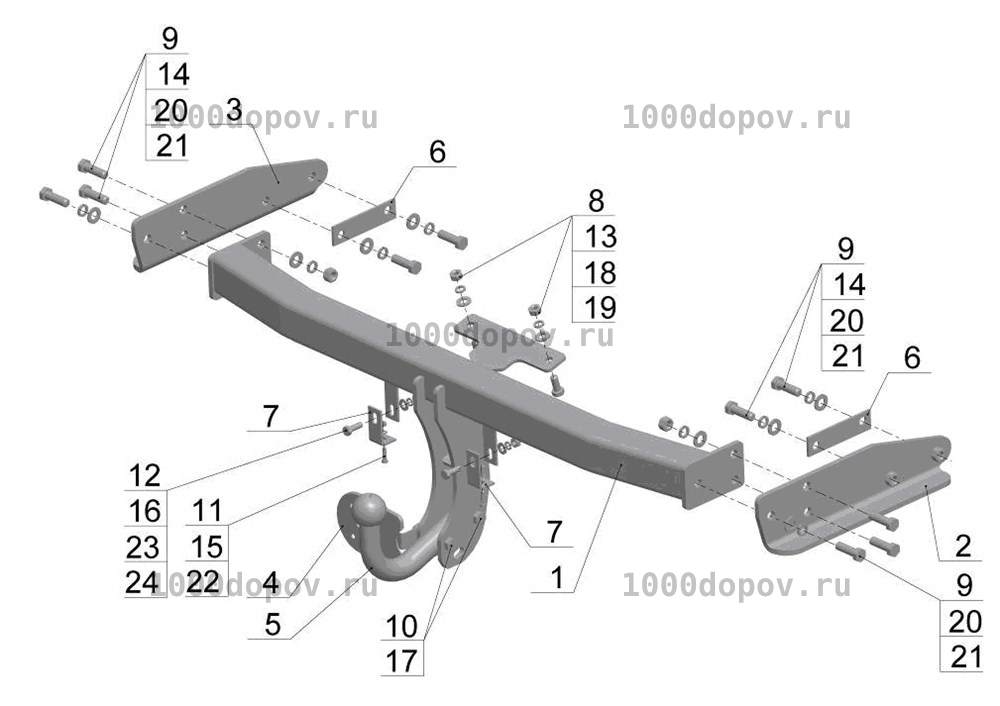 Фаркоп Avtos FD 24 Ford Maverick 09/2004-2007 — рисунок 5