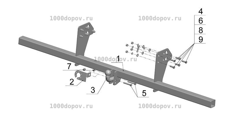 Фаркоп Avtos HY 25 Hyundai HD-65 2011- н.в. — рисунок 2