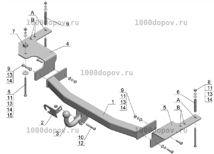 Фаркоп Avtos TY 28 Lexus LX 570 2007-н.в. — рисунок 2