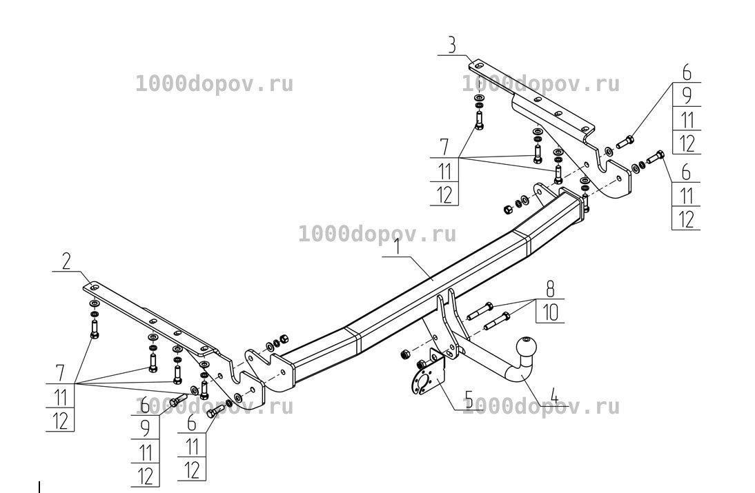 Фаркоп Avtos TY 49 Toyota RAV-4 (2.4L, только версия Long) 2007-2012 — рисунок 7