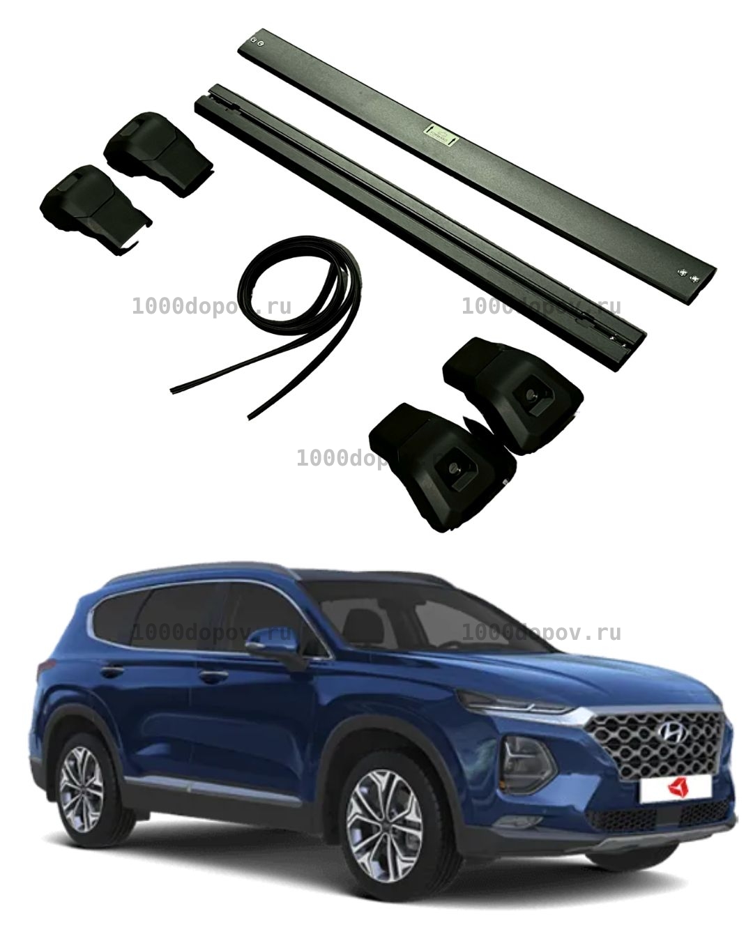 Багажник на рейлинги Hyundai Santa Fe 2019-н.в штатный — рисунок 1