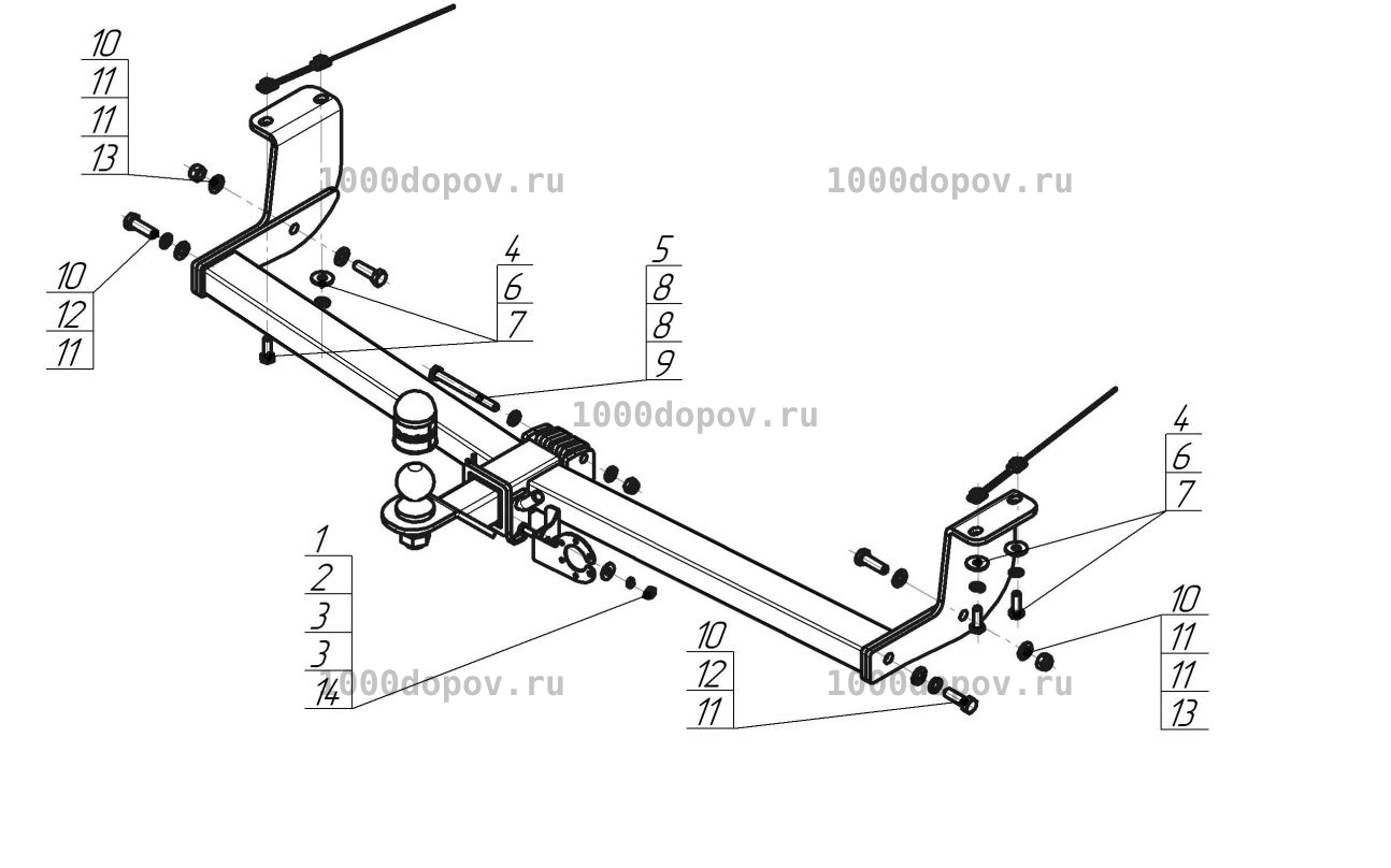 Фаркоп Motodor 90803-E Honda Stepwgn 2015-н.в. (с оцинк. шаром) — рисунок 25