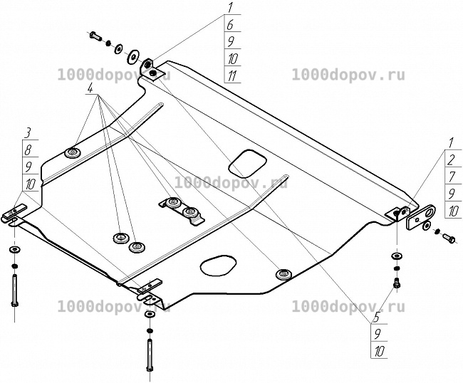 Защита Motodor 01403 на Nissan Almera 2000-2006 (Картер, КПП.) — рисунок 2