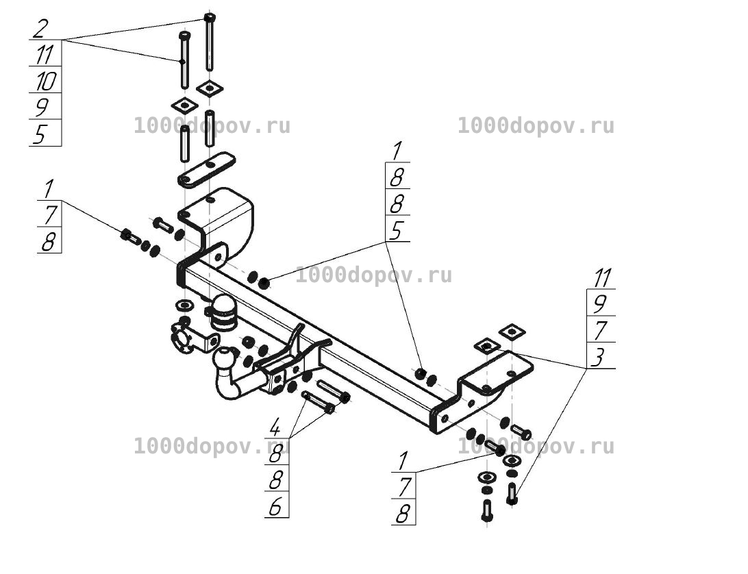 Фаркоп Motodor 94702-A Lifan X60 2012-н.в. (оцинк. шар) — рисунок 1