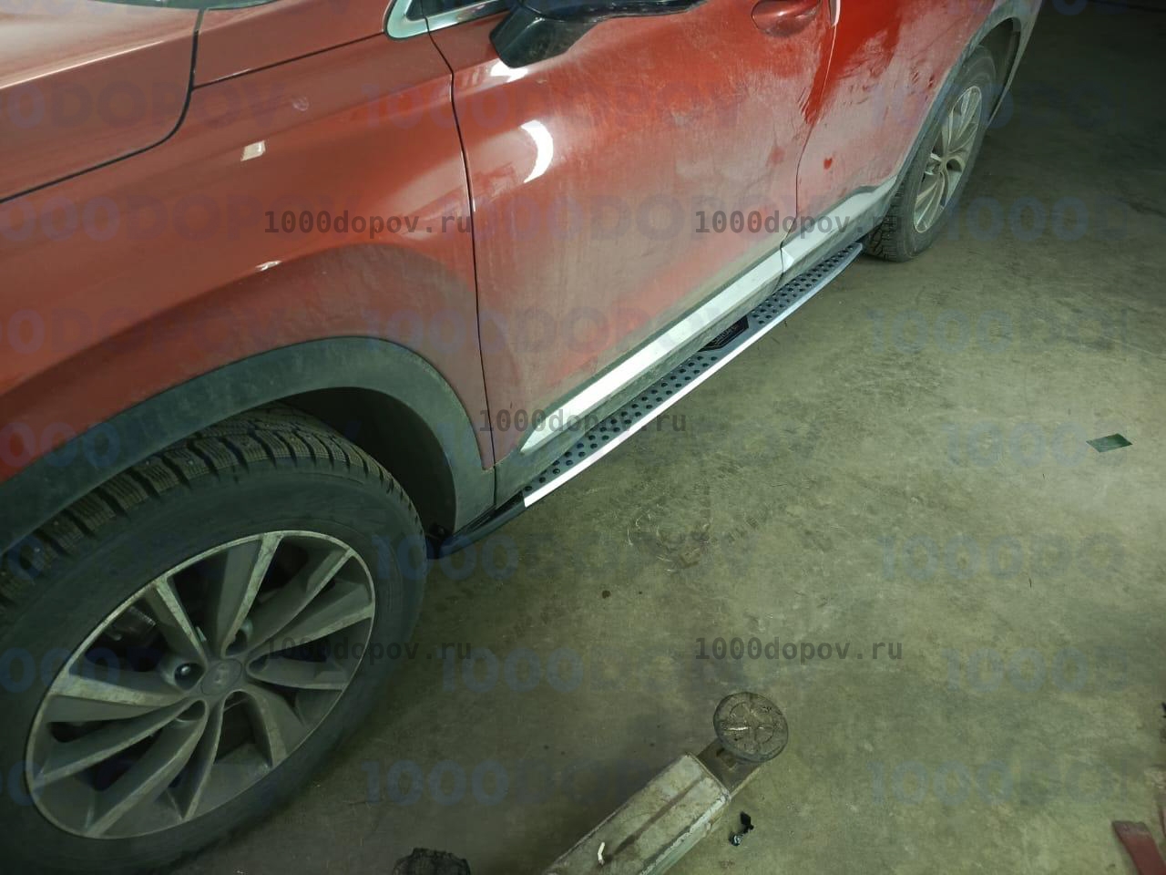 Пороги подножки на Hyundai Santa Fe 4 2019-2023 BMW стиль — рисунок 19