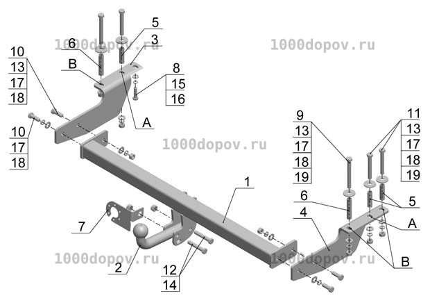 Фаркоп Avtos GW 09 Great Wall M2 2013-н.в. — рисунок 1