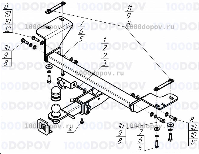 Фаркоп Motodor 98302-E Jac JS4 2021-н.в. (оцинк. шар) — рисунок 1