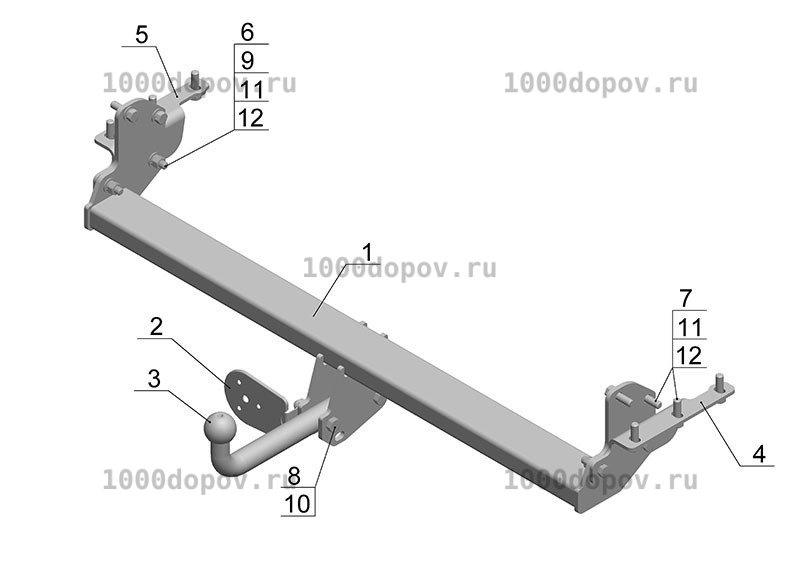 Фаркоп Avtos NS 16 Nissan Navara (со ступ.) D40 05/2005-2010 — рисунок 2