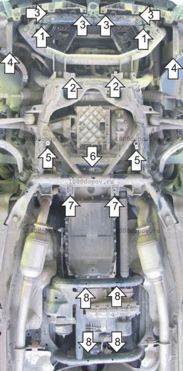Защита Motodor 13203 Land Rover Range Rover 2009-2013 (Картер, Кпп, Разд. коробка,  Радиатор) — рисунок 6