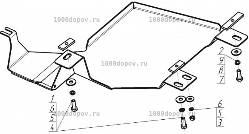Защита Motodor 13004 Chevrolet Captiva 2006-2015 (Абсорбера, Топл. фильтра, Подвес.подшипника кард. вала) — рисунок 2