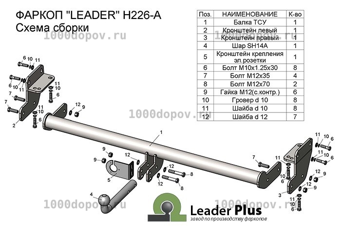 Фаркоп Leader Plus H226-A Kia Sportage (QL) 2016-2018 — рисунок 7