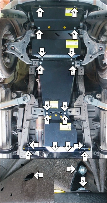 Защита Motodor 11336 на Mitsubishi L 200 2015-н.в. (Радиатор, Картер, Кпп, Перед. диф., Разд. коробка) — рисунок 4
