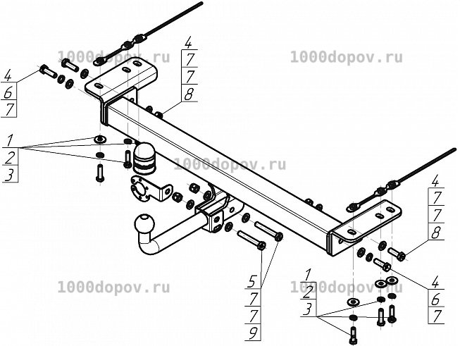 Фаркоп Motodor 99012-A для OMODA C5 2022-н.в.(оцинк. шар) — рисунок 2