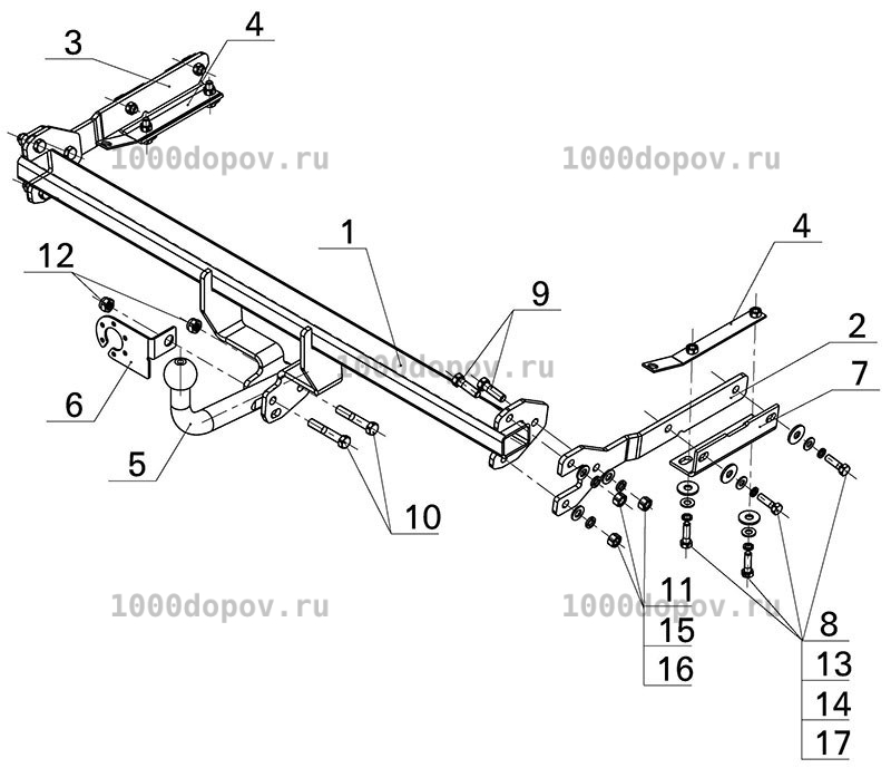 Фаркоп Avtos NS 26 Nissan Juke 2WD 2010-2014/2014-н.в. — рисунок 4