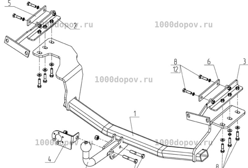 Фаркоп Avtos NS 29 Nissan X-Trail T31 2007-2014 — рисунок 7
