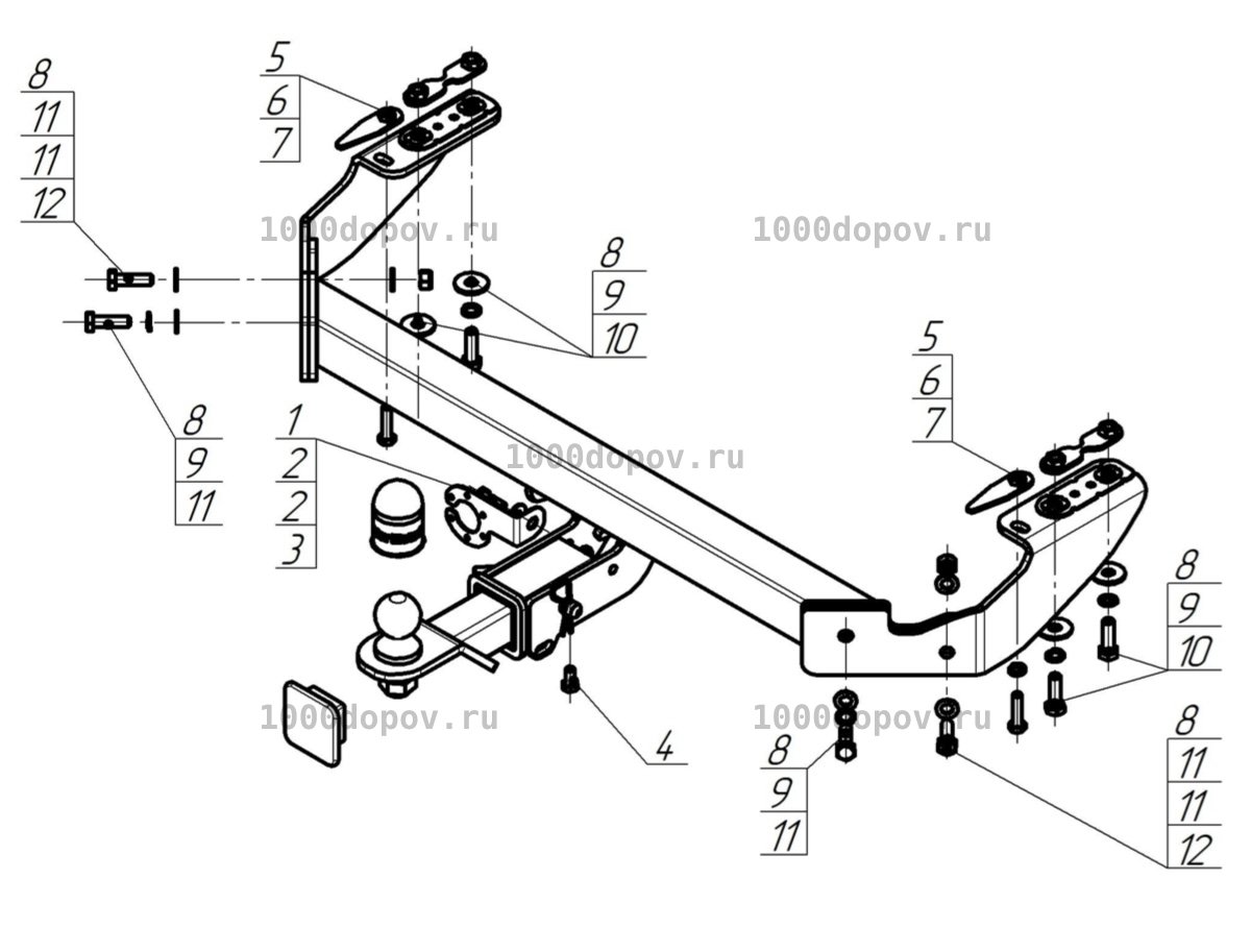 Фаркоп 99021-E Motodor Exeed TXL 2024-н.в. (оцинк. шар) — рисунок 1