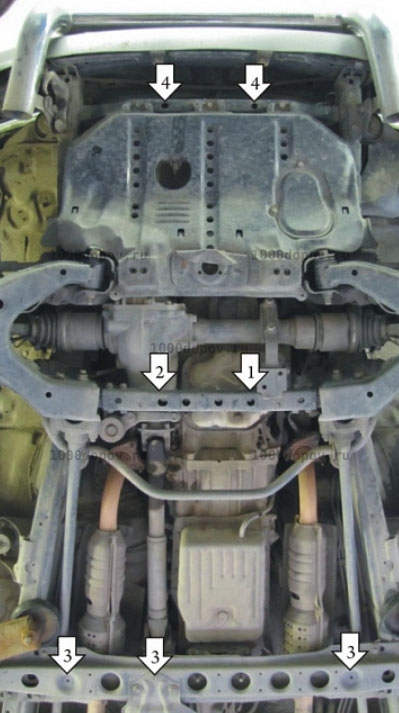 Защита Motodor 12512 Toyota Land Cruiser 100 1998-2007 (Картер, Кпп, Перед. дифф., Разд. коробки) — рисунок 4