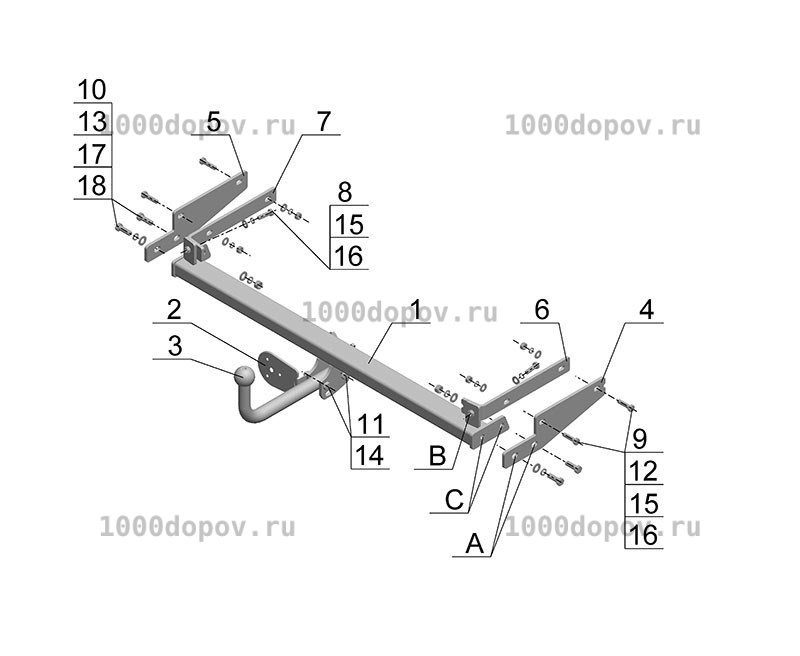 Фаркоп Avtos RN 04 Renault Symbol 2001-2008 — рисунок 7