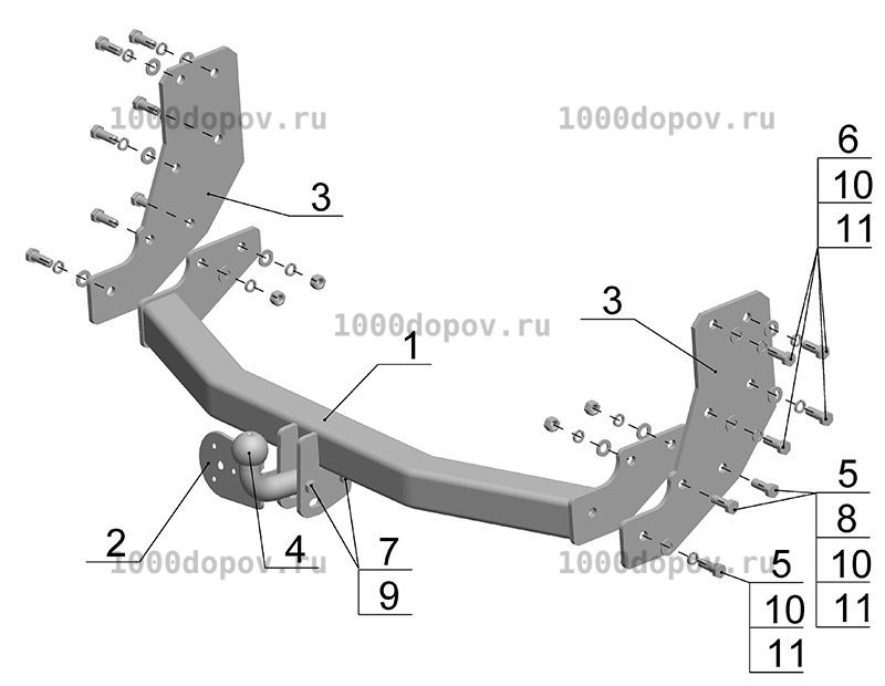 Фаркоп Avtos NS 18 Nissan Pathfinder R50 1997-2004 — рисунок 9