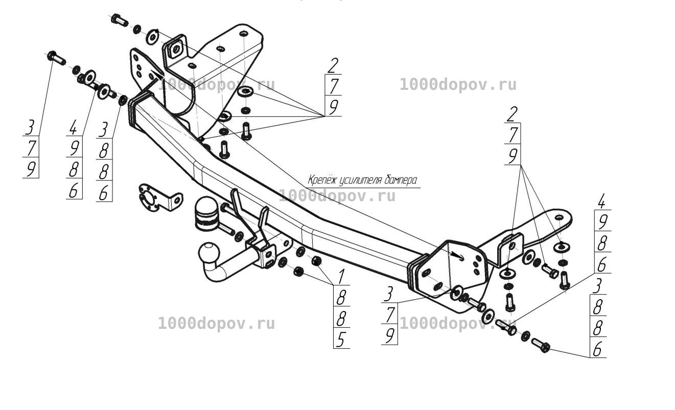 Фаркоп Motodor 92506-A Toyota Rav 4 2013-2019 (оцинк. шар) — рисунок 10