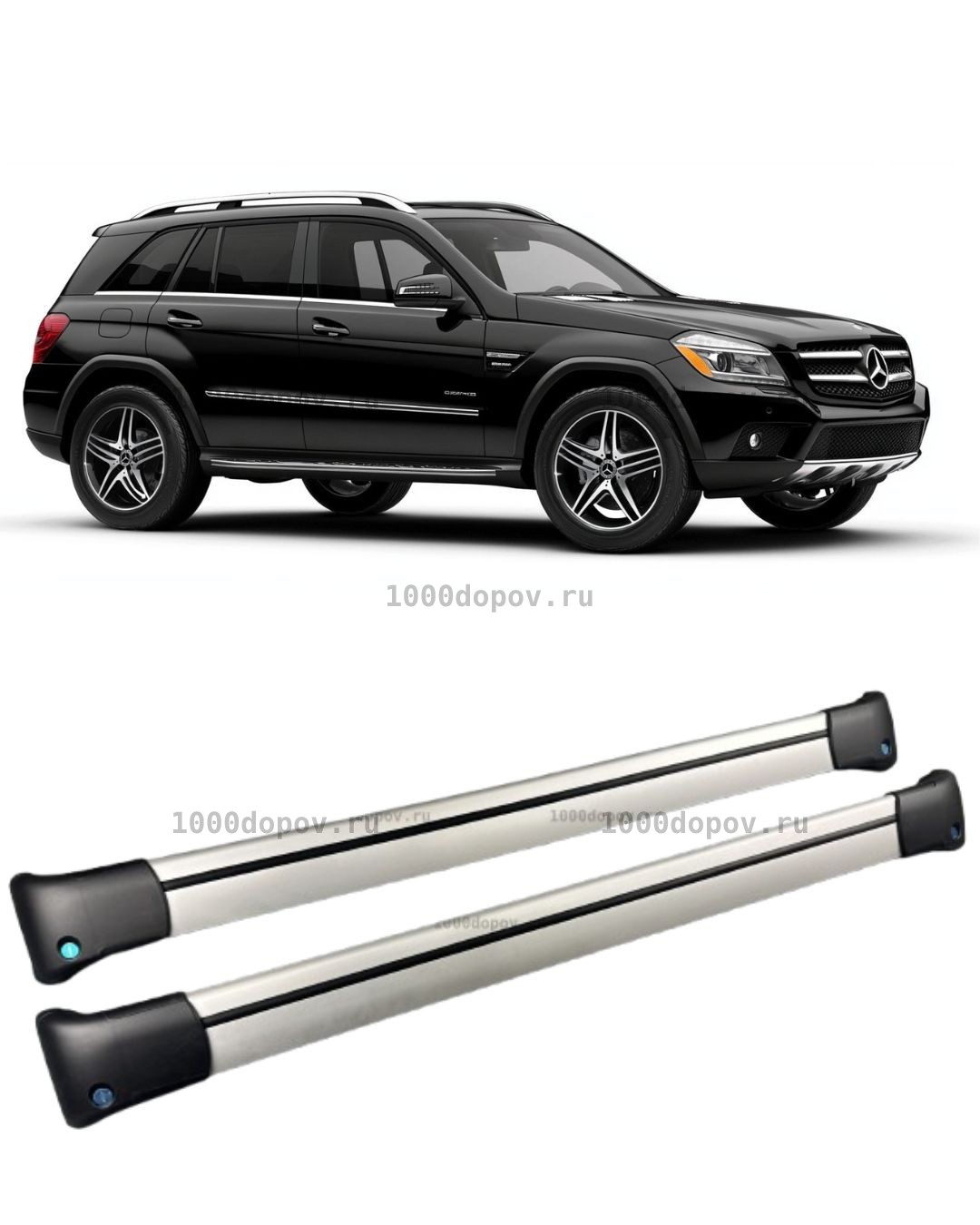 Багажник на рейлинги Mercedes GLK-class 2 поперечины серебро — рисунок 1