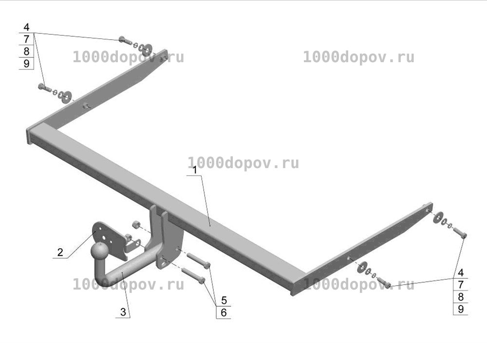 Фаркоп Avtos FD 20 Ford Focus 2 седан 2005-2011 — рисунок 3