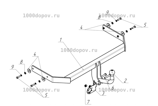 Фаркоп Avtos VW 27 Volkswagen Polo 5 2009-н.в. — рисунок 3